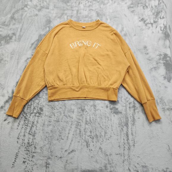 Old Navy Sweatshirt Womens L Tan Crew Neck Bring It Metallic Graphic Pullover - Picture 1 of 10